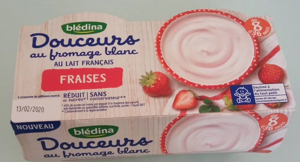 BLEDINA DOUCEUR AU FROMAGE BLANC Fraise 4x100g Dès 8 Mois