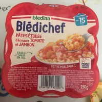 BLEDICHEF 250g Pâtes Etoiles à la Sauce Tomate et Jambon Dès 15 mois