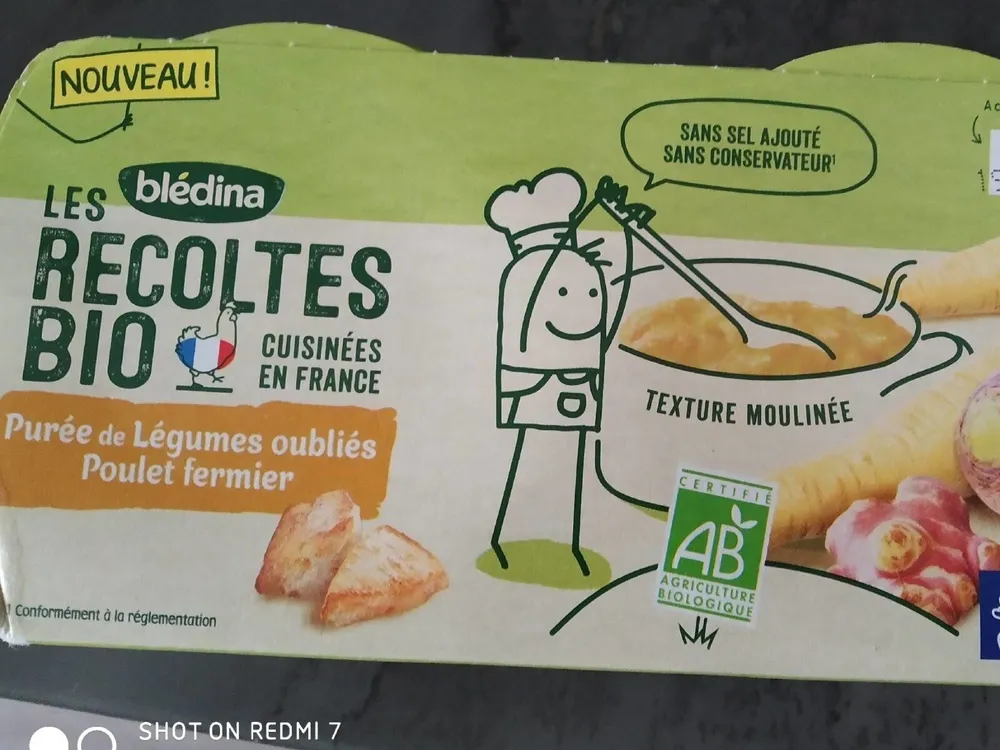 BLEDINA LES RECOLTES BIO Purée de Légumes Oubliés Poulet Fermier 2x200g Dès 8 Mois