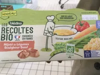 BLEDINA LES RECOLTES BIO Mijoté de Légumes Boulghour Boeuf 2x200g Dès 12 Mois