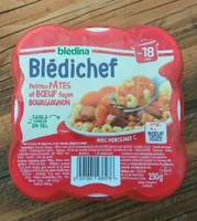 BLEDICHEF 250g Petites Pâtes et Boeuf Façon Bourguignon Dès 18 mois