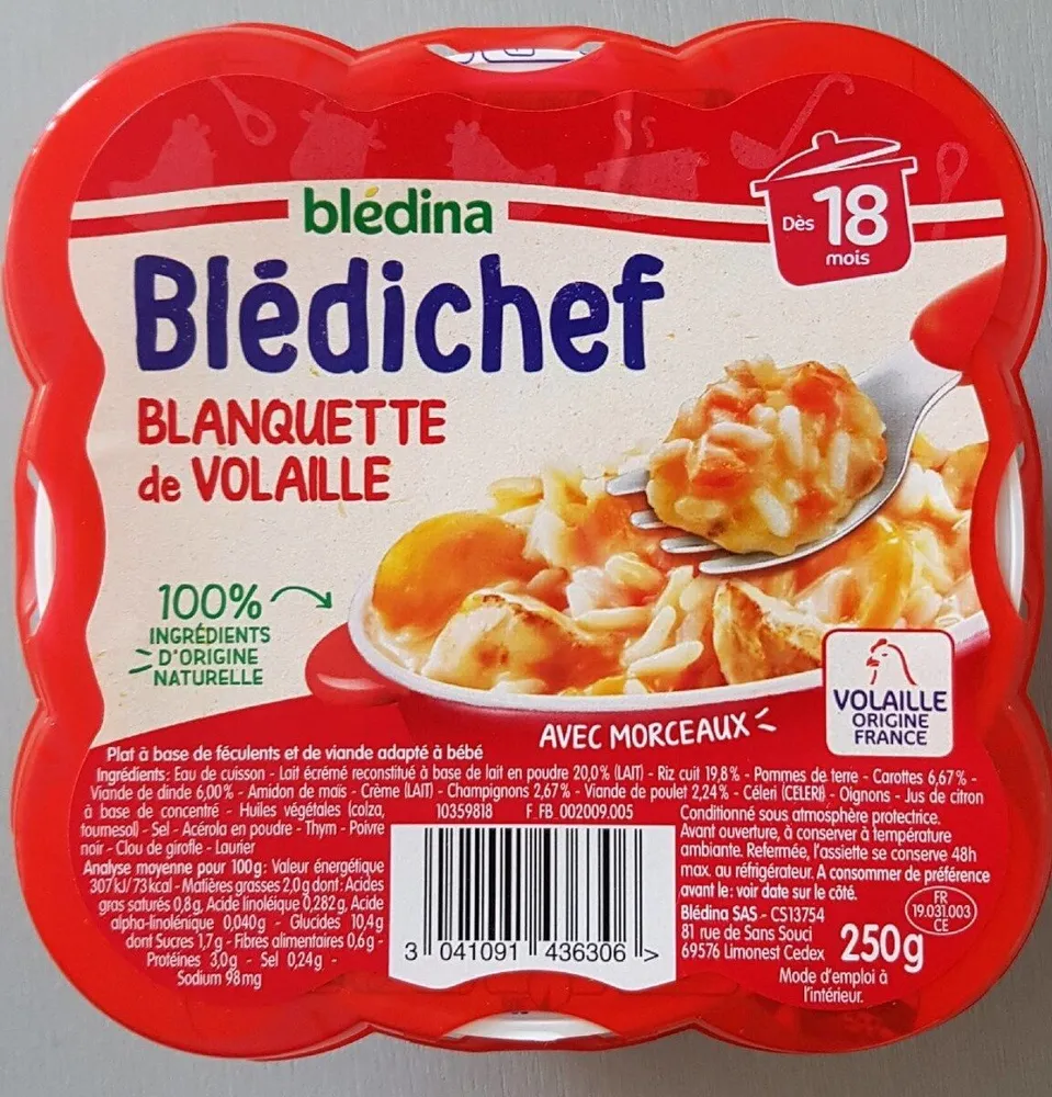 BLEDINA BLEDICHEF Blanquette de Volaille 250g Dès 18 Mois