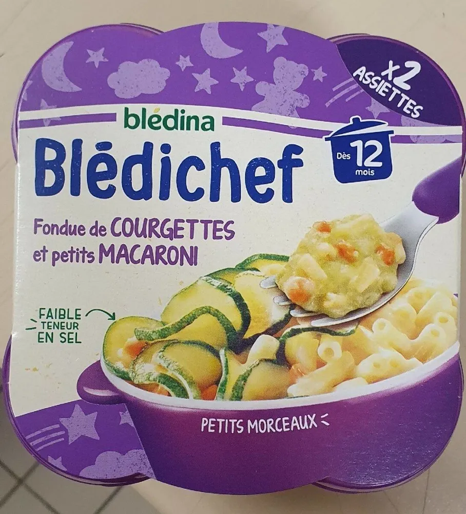 BLEDICHEF 2x230g Fondue de Courgettes et Petits Macaroni Dès 12 mois