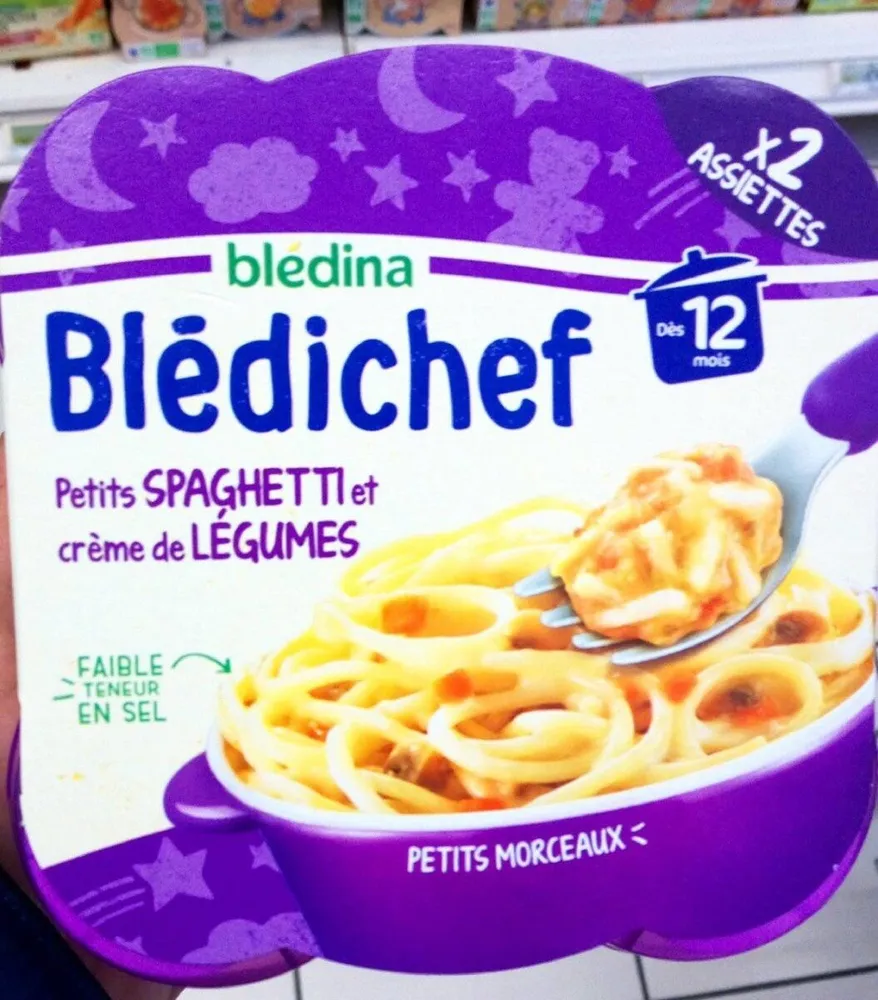 BLEDICHEF 2x230g Petits Spaghetti et Crème de Légumes Dès 12 mois