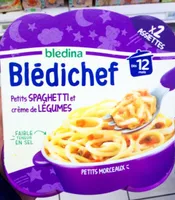 BLEDICHEF 2x230g Petits Spaghetti et Crème de Légumes Dès 12 mois