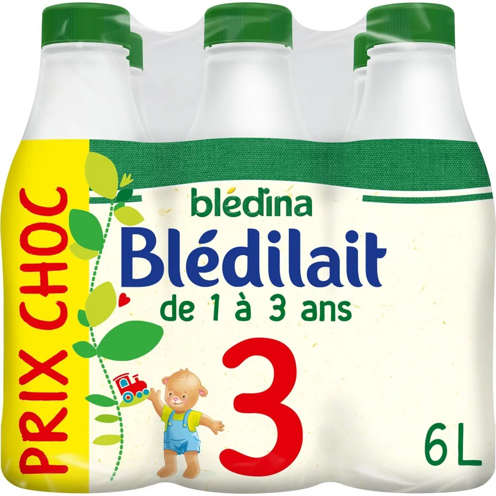 BLEDINA BLEDILAIT Croissance 3 Nature Prix Choc 6x1l De 12 Mois à 3 Ans