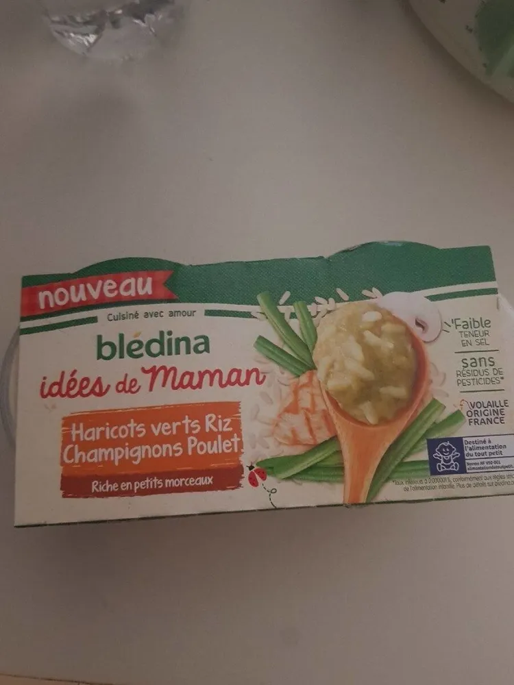 IDEES DE MAMAN BOLS 2x200g Haricots verts Riz Champignons Poulet Dès 15 mois