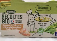 BLEDINA LES RECOLTES BIO Douceur de Petits Pois et Brocolis Boulghour Poulet Fermier 2x200g Dès 15 Mois