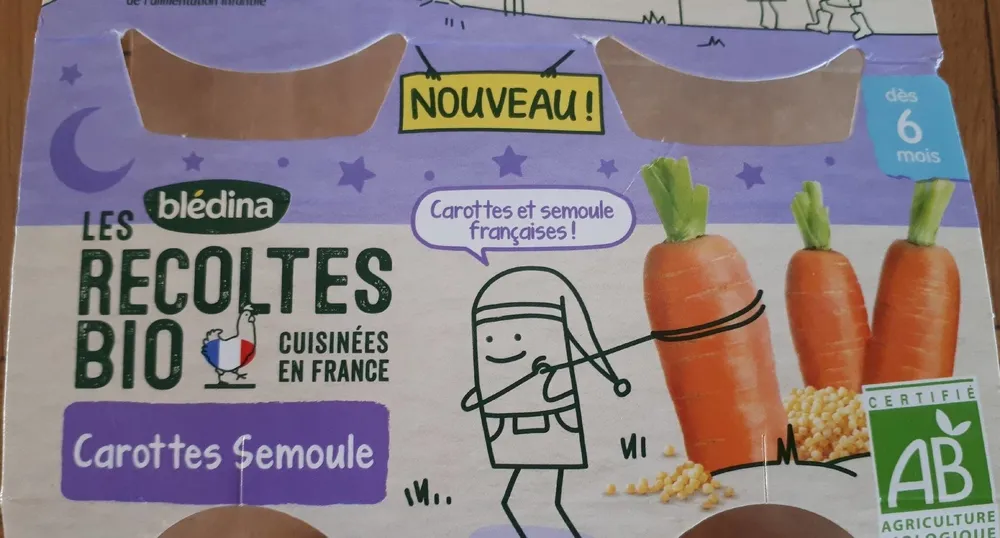 Les Récolte Bio, carotte et sémoule