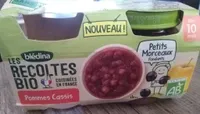 BLEDINA LES RECOLTES BIO Pommes Cassis Petits Morceaux 2x130g Dès 10 Mois