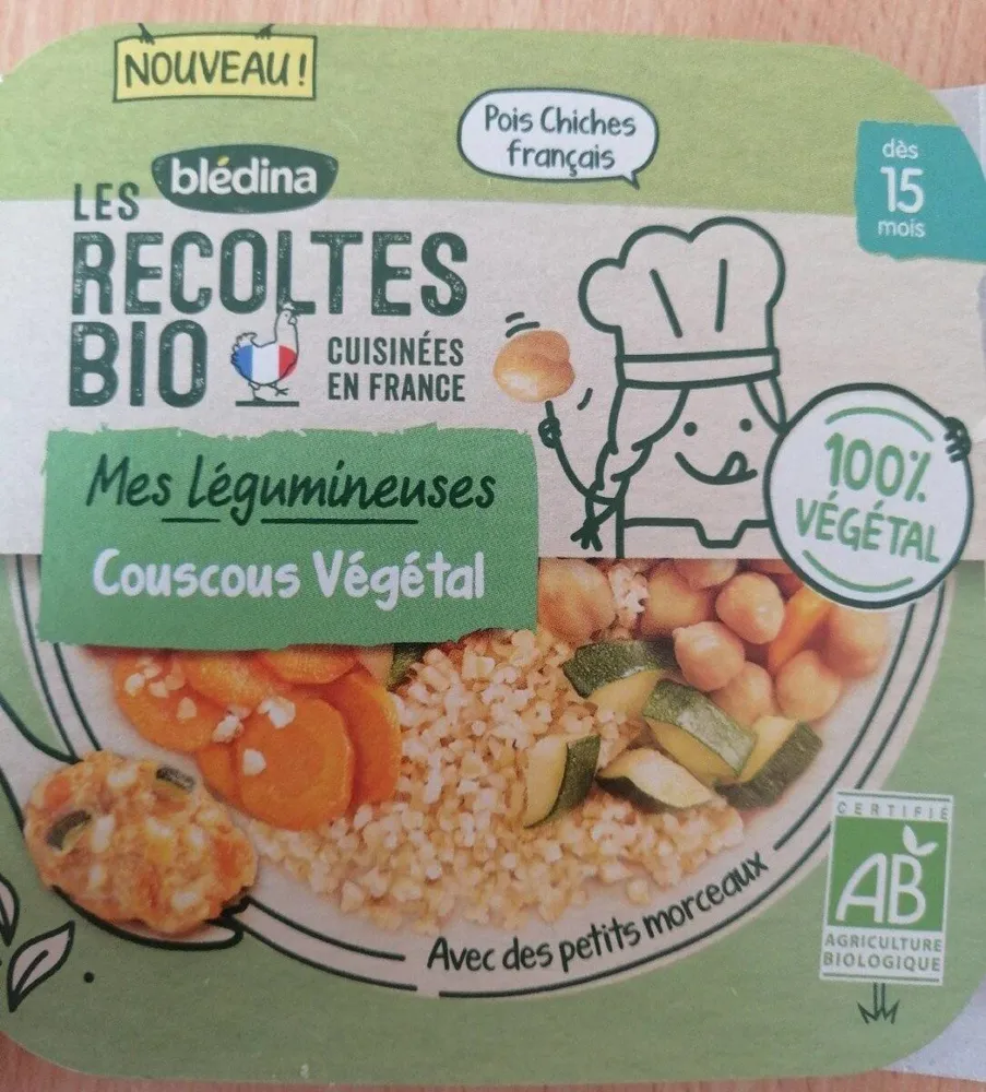 BLEDINA LES RECOLTES BIO Couscous Végétal 250g Dès 15 Mois