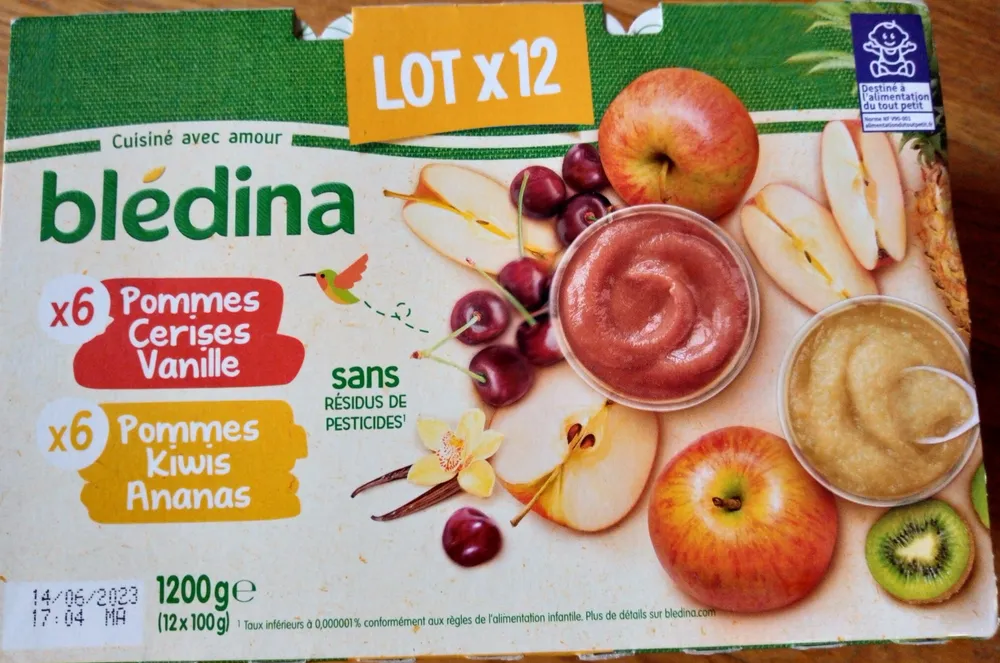 Lot 6 x Pommes Cerises Vanille 6 x Pommes Kiwis Ananas