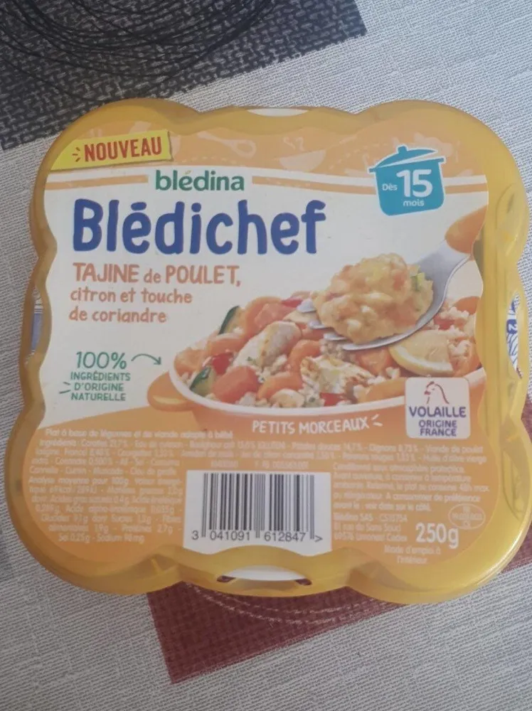 BLEDINA BLEDICHEF Tagine de Poulet, Citron et Touche de Coriandre 250G Dès 15 Mois