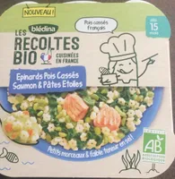 Les recoltes Bio Épinard Pois cassés saumon et pâtes étoiles