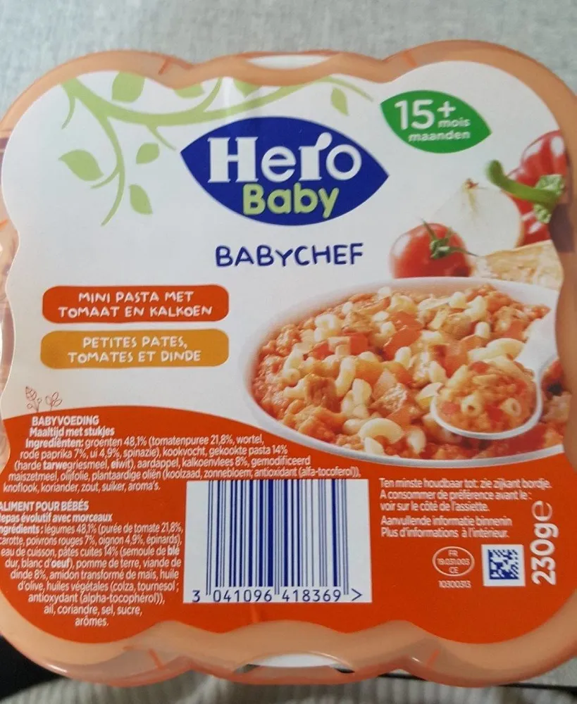 Baby chef Petites pates, tomates et Dinde
