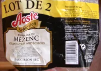 LOT de 2 saucissons secs Aoste Grand cru Ardéchois