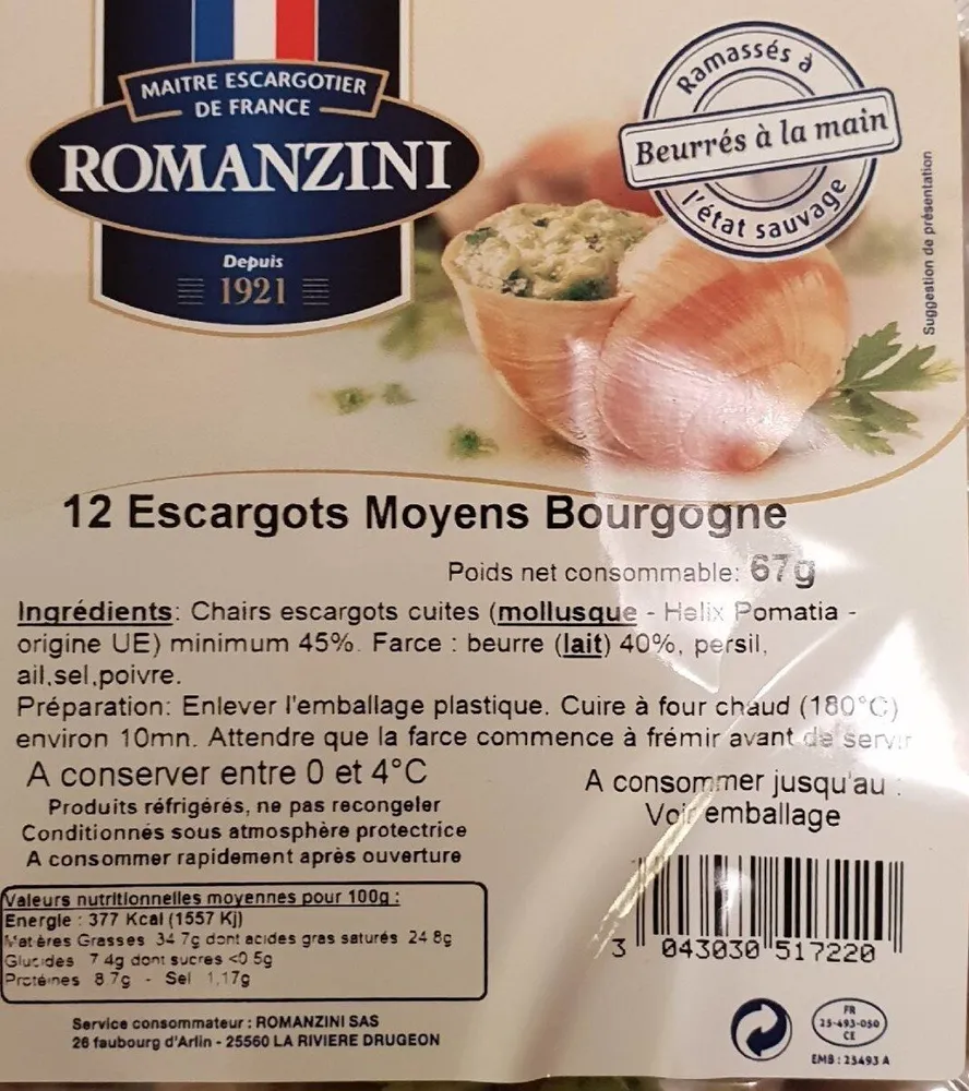 12 escargots moyens Bourgogne