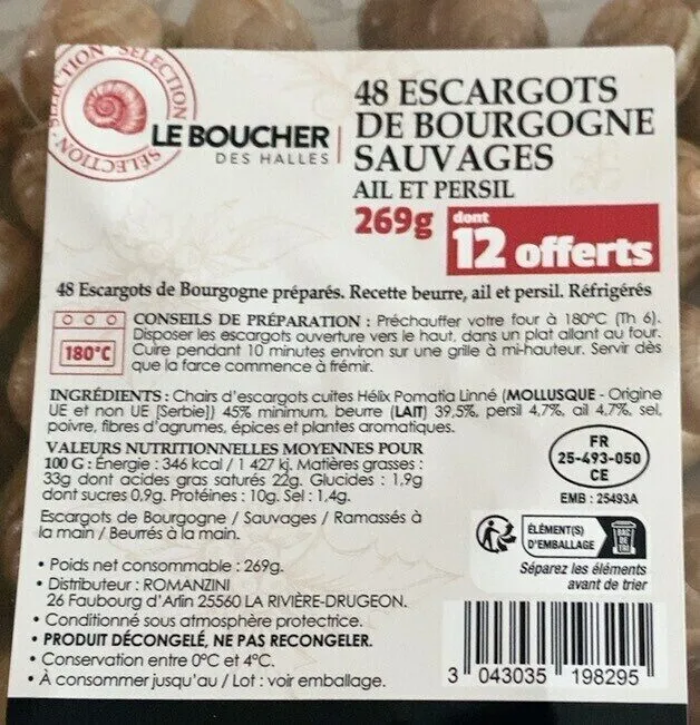 48 escargots de bourgogne sauvage