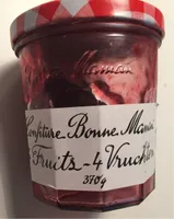 Confiture Aux 4 Fruits, Cerise, Fraise, Groseille, Framboise