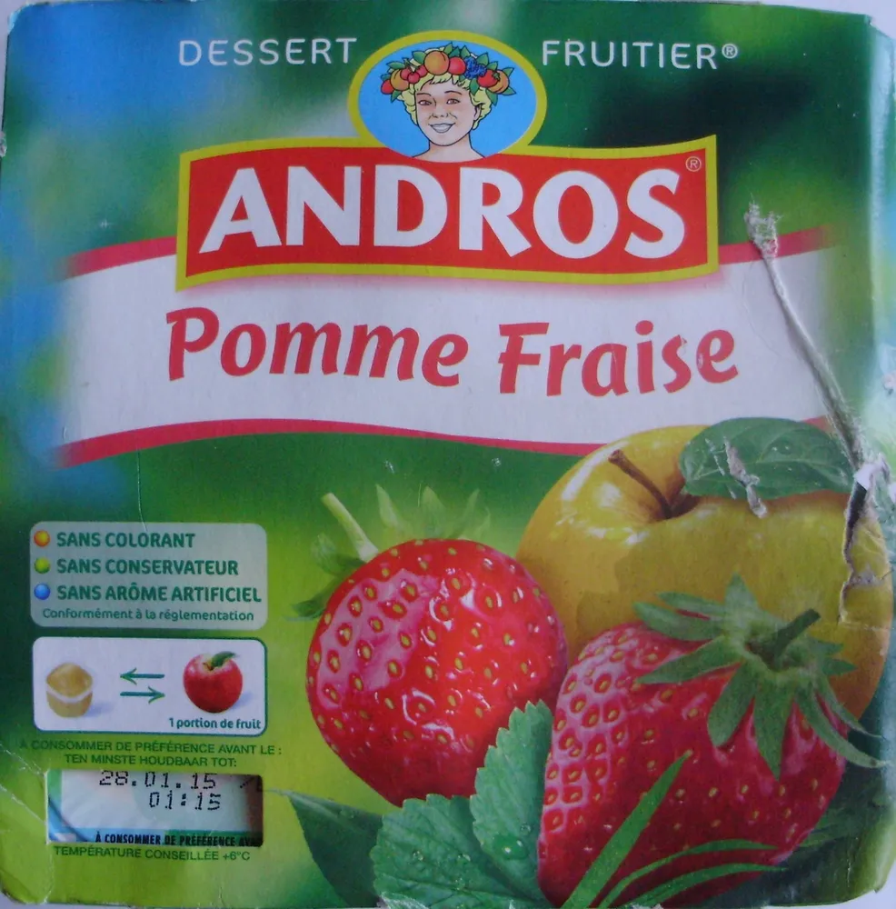 Dessert Fruitier® Pomme Fraise (4 pots) 400 g - Andros