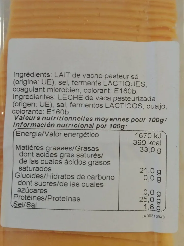Tranches cheddar