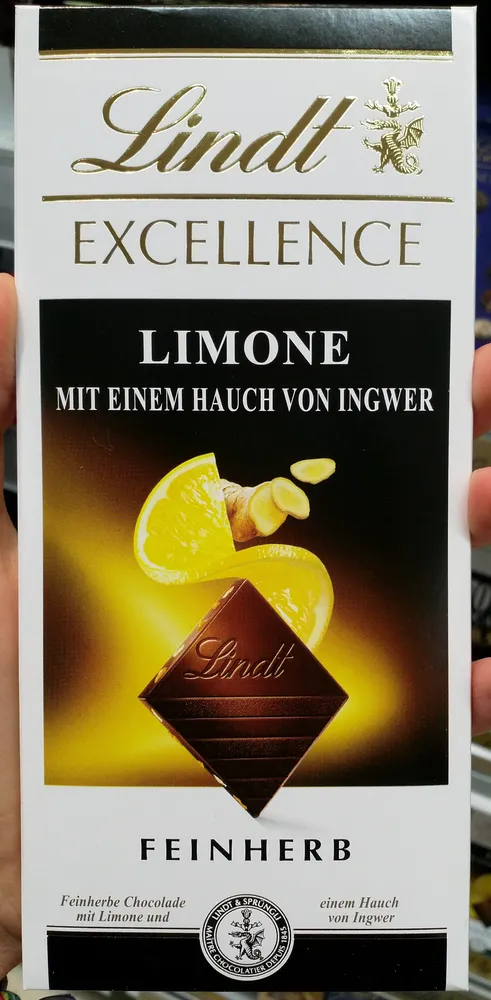 Lindt chocolate negro Limon con Gengibre con amandes