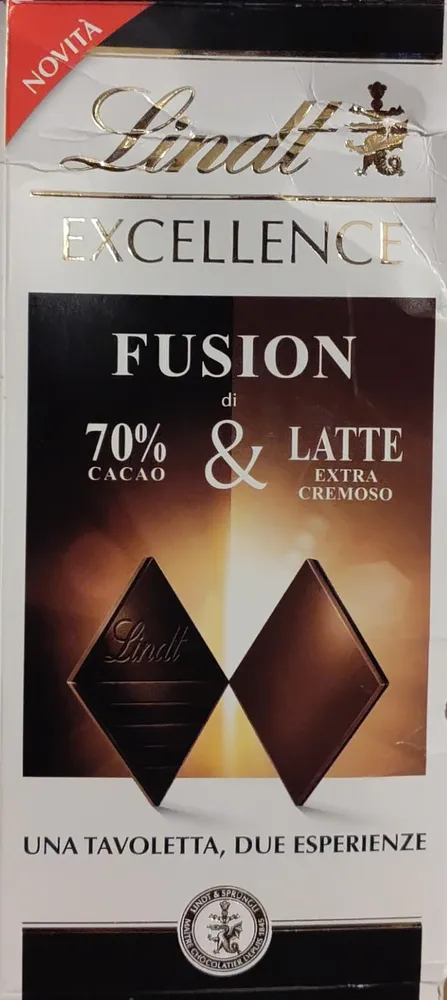 Tavoletta fusion di 70& cacao & latte extra cremoso