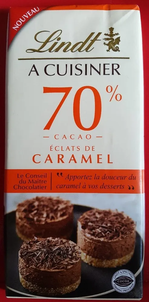 Lindt à cuisiner 70% cacao - Éclats de caramel