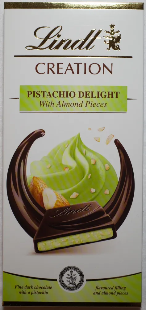 Création Délice pistache - Chocolat noir aux éclats d'amandes