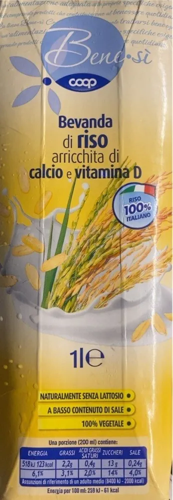 Bevanda di riso arricchito con calcio e vitamina D