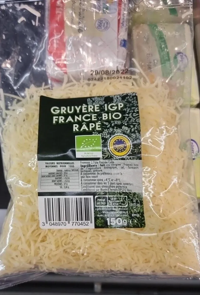 Gruyère IGP France Bio râpé
