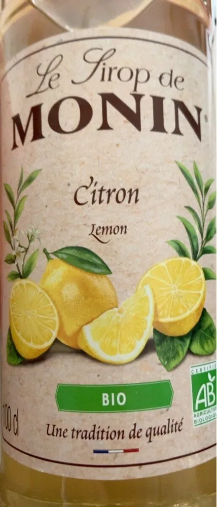 Le sirop de monin citron bio
