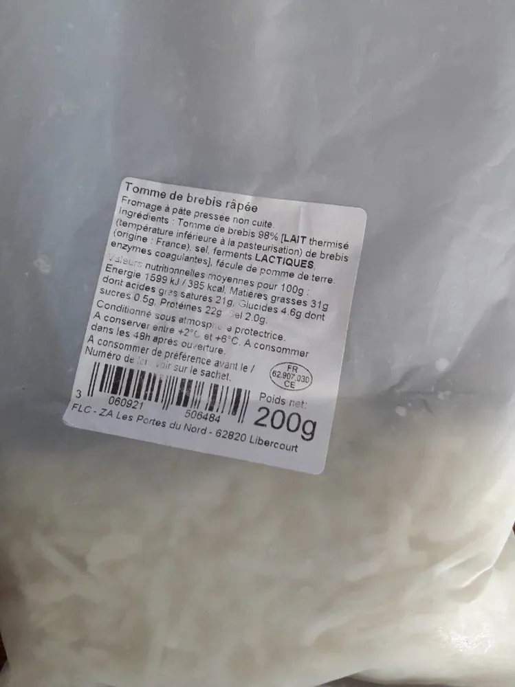 Tomme de brebis râpée