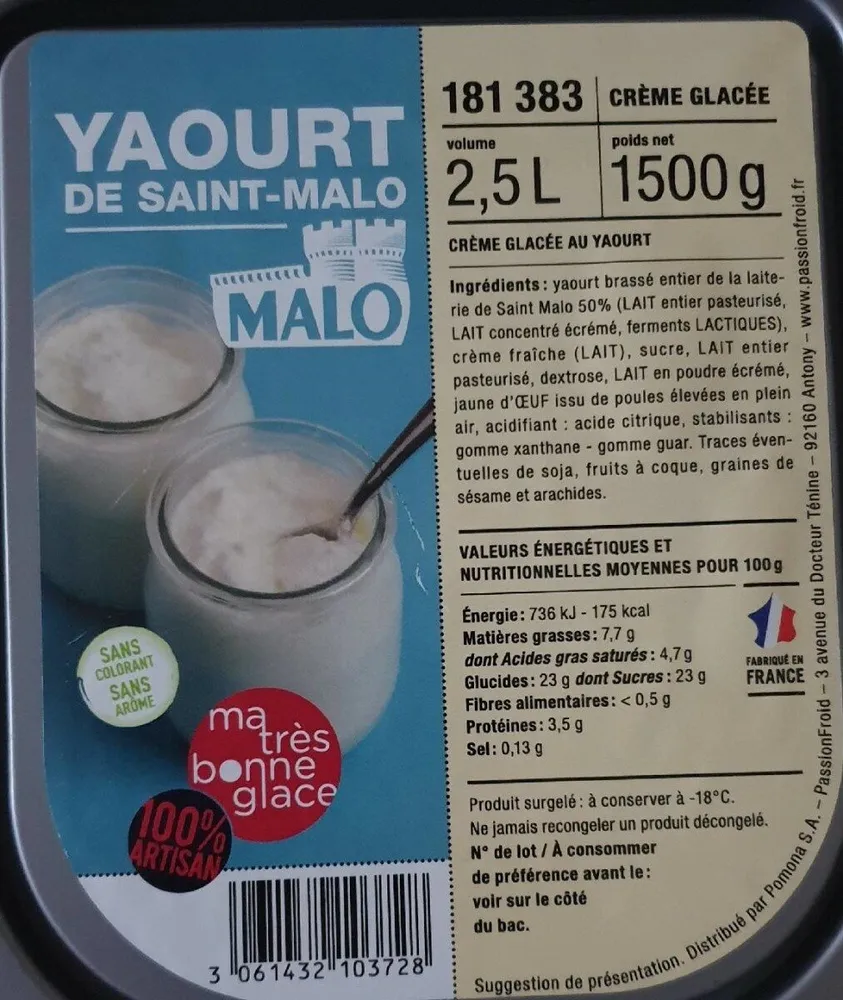 Yaourt glacé de saint malo