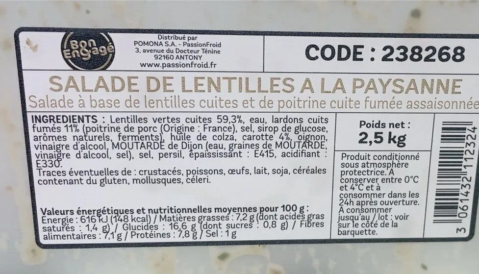 Salade de lentilles a la paysanne