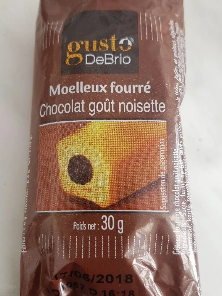 Moelleux fourré chocolat goût noisette