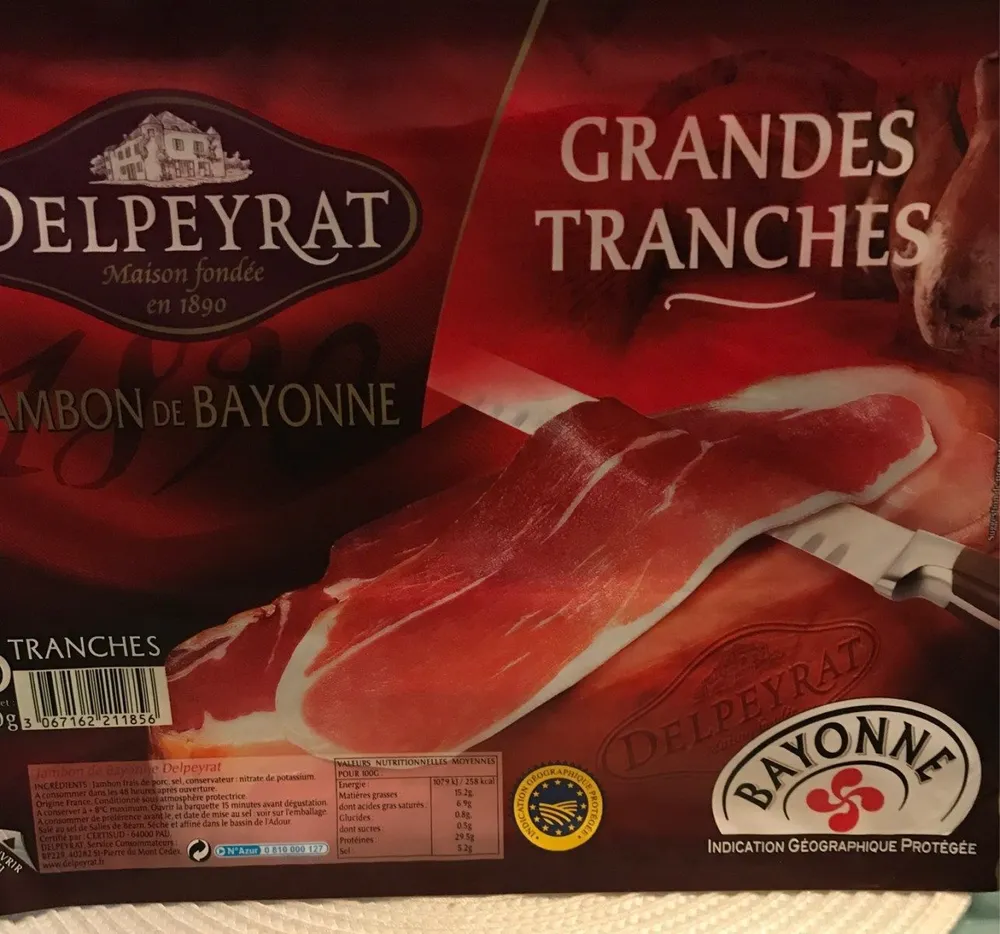 Jambon cru grandes tranches
