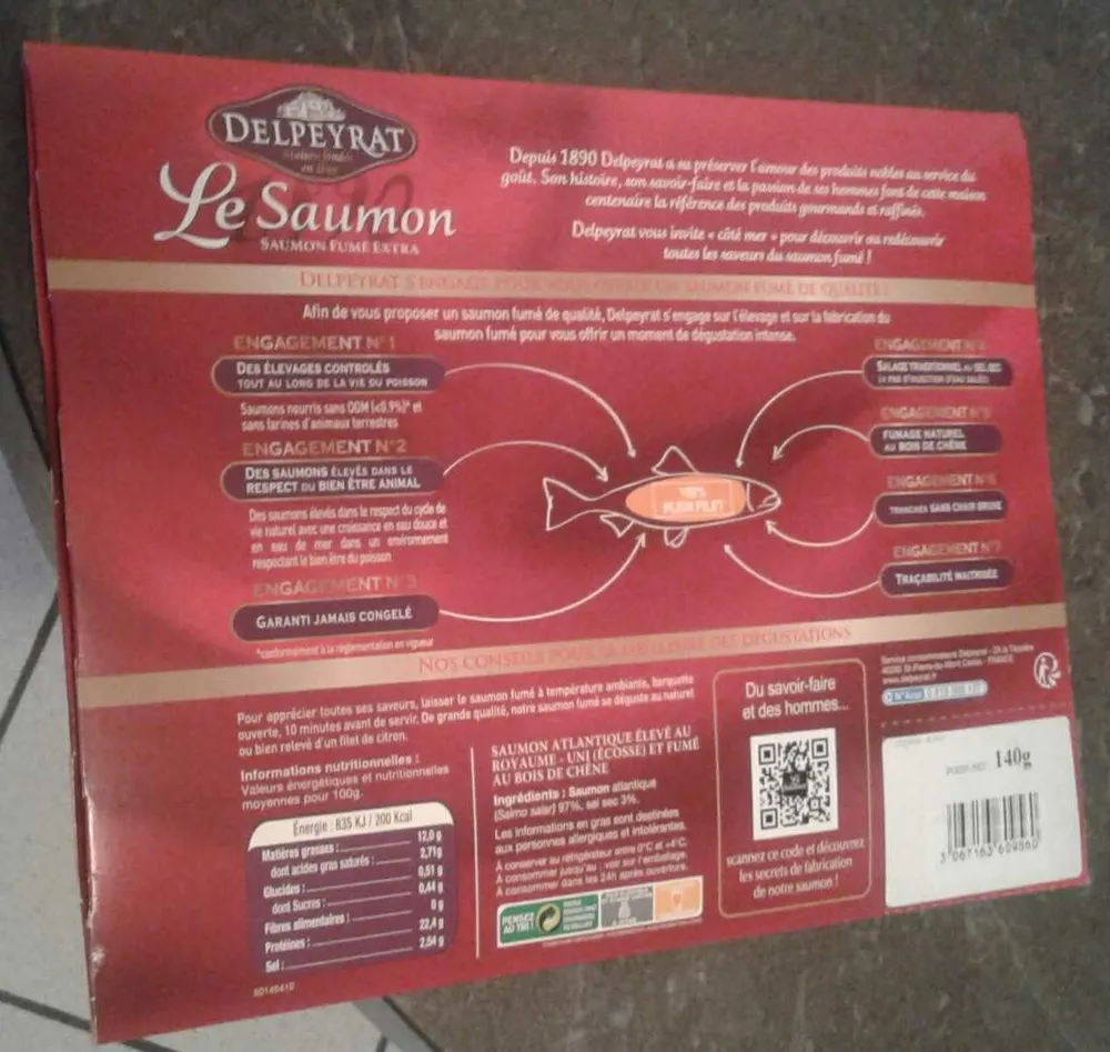 Saumon fumé extra au bois de chêne