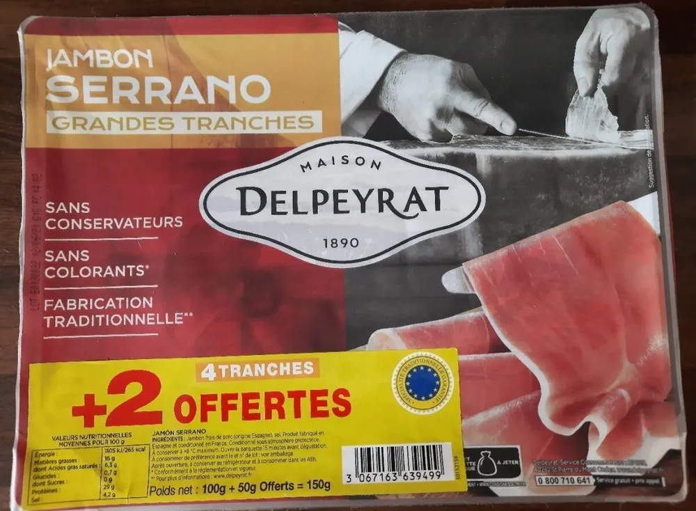 Jambon Serrano grandes tranches