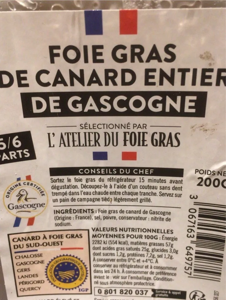 Foie gras de canard entier de Gascogne