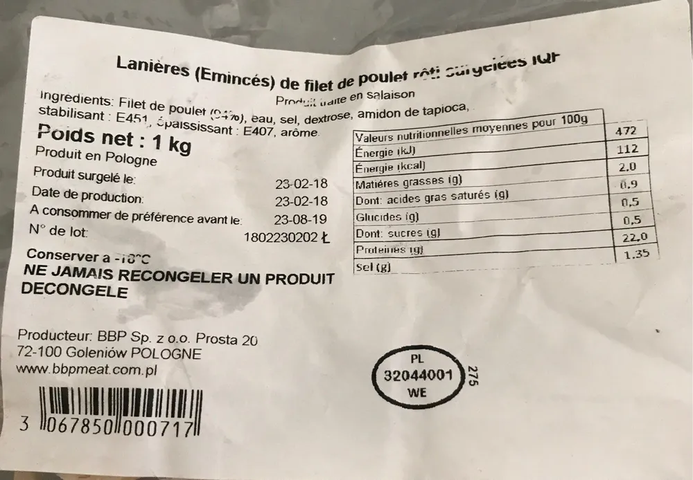 Laniere de poulet