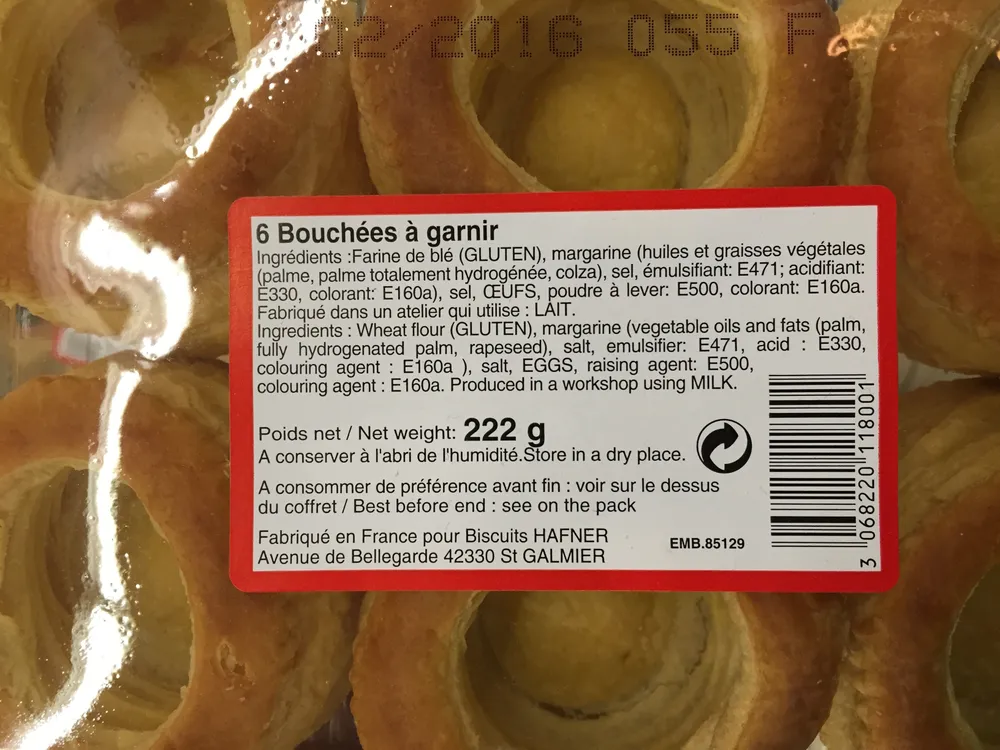 6 Bouchées à garnir