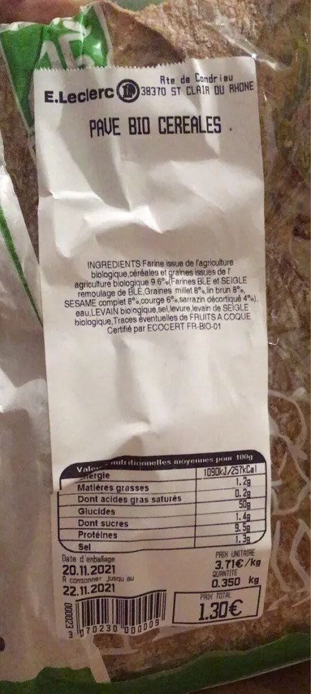 Pave bio cereales
