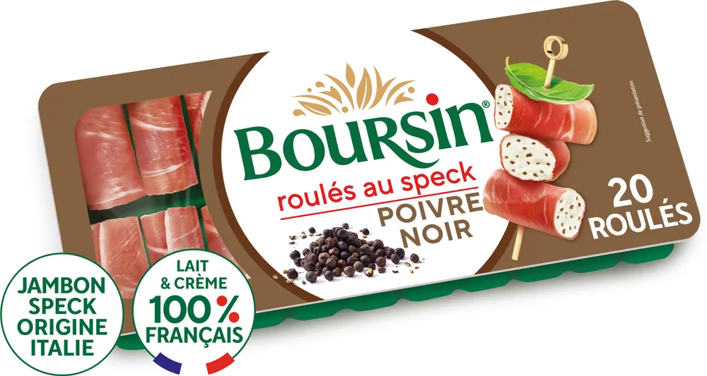 Boursin Apéritif Les roulés Jambon fumé Poivre
