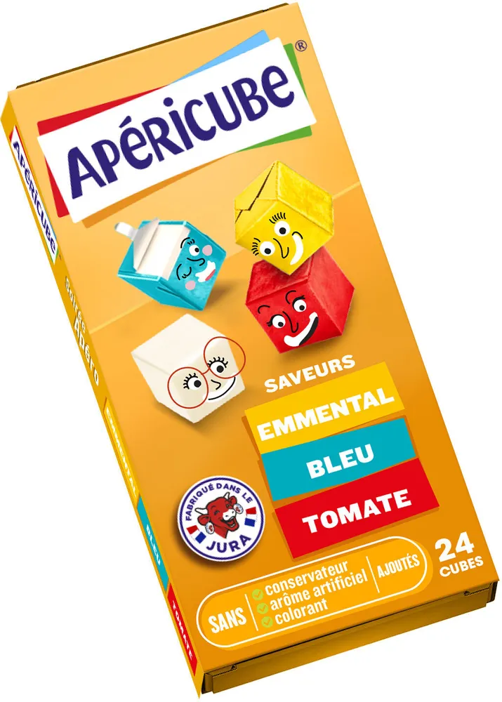 Apericube Saveurs Emmental, bleu, tomate