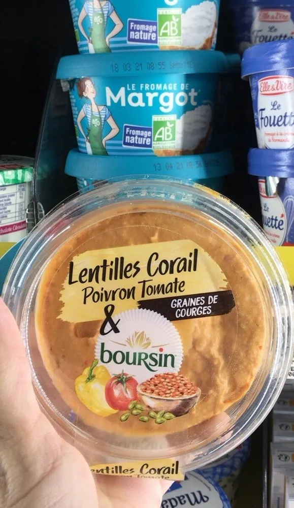 Boursin à tartiner lentilles corail, poivron et tomate