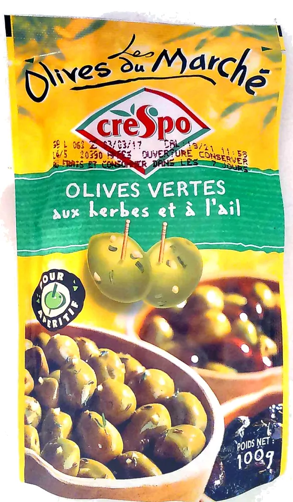 Olives vertes aux herbes et à l'ail