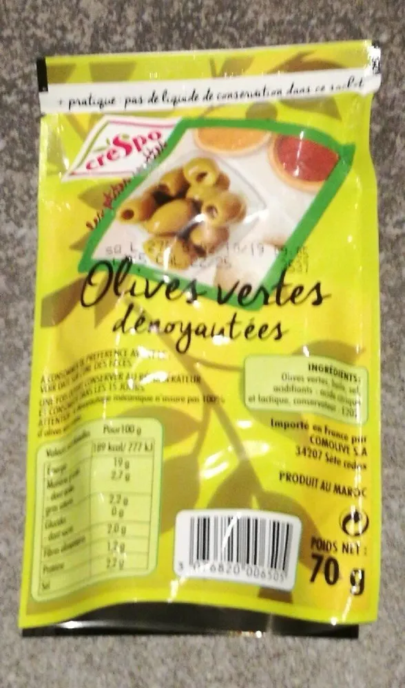 Olives vertrs dénoyoutées