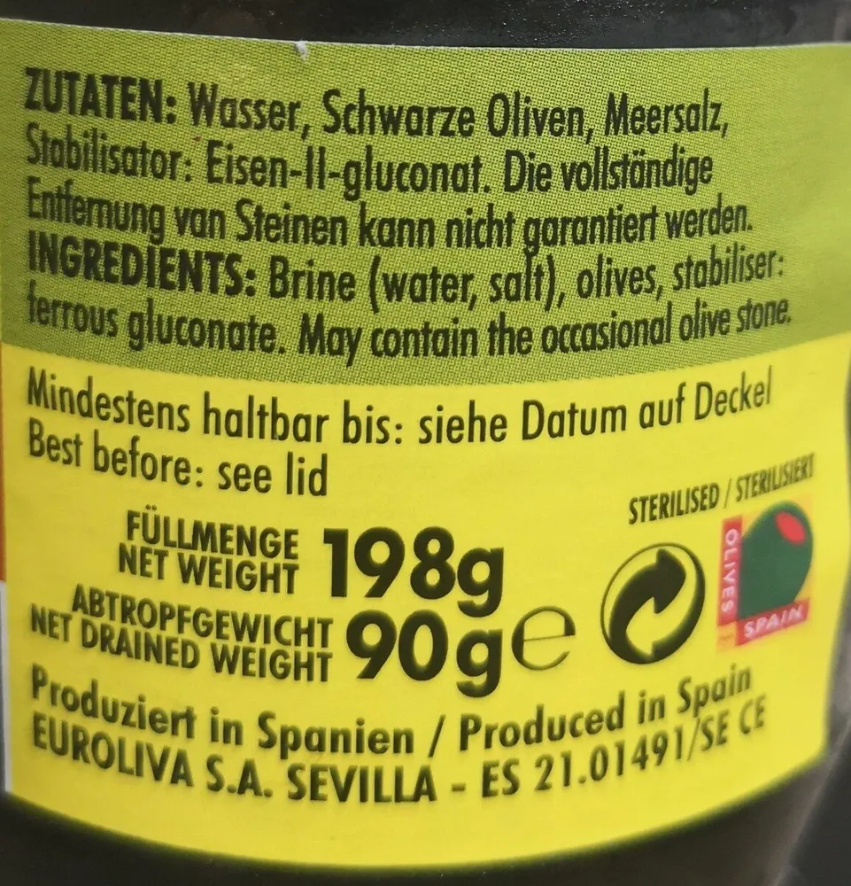 Crespo Schwarze Oliven In Scheiben Geschwärzt, 6 X