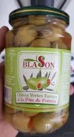 Olives Vertes Farcies à la Pâtes de Poivron